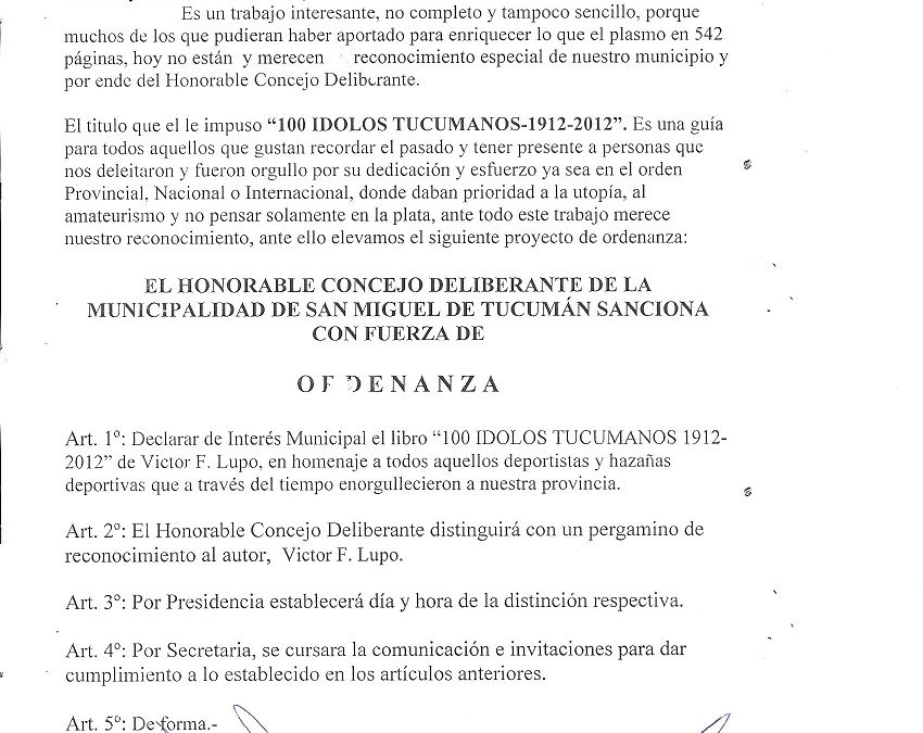 San Miguel de Tucumán: ORDENANZA DE DECLARACIÓN DE INTERÉS