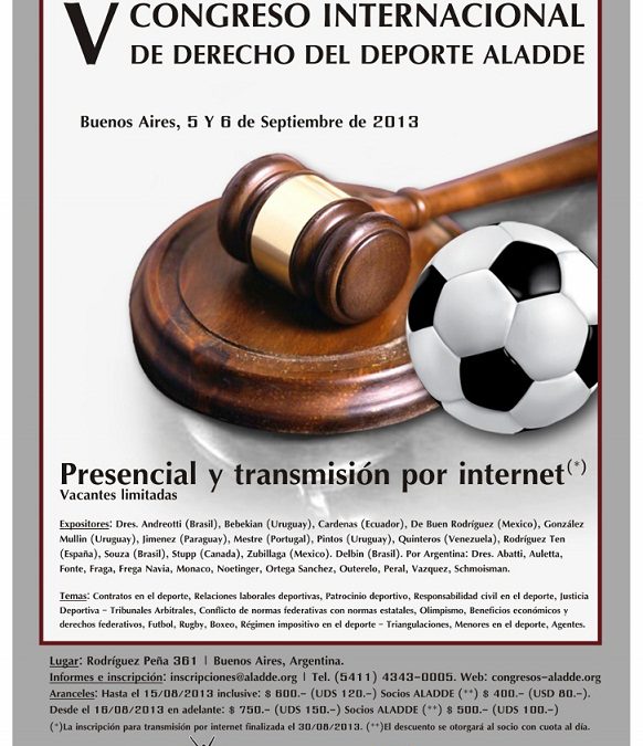 V CONGRESO INTERNACIONAL DE DERECHO DEL DEPORTE