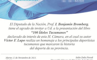 Cámara de Diputados de la Nación: Destacarán a un Libro tucumano