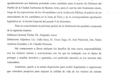 Ciudad de Buenos Aires: Nuevo Defensor del Pueblo, Alejandro Amor