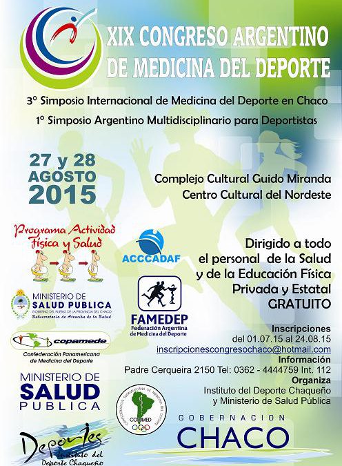 CHACO: El IDCh organizará el XIX Congreso Argentino de Medicina del Deporte