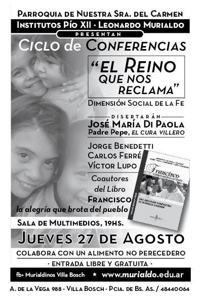 Buenos Aires: Presentación del Libro: «FRANCISCO, LA ALEGRÍA QUE BROTA DEL PUEBLO»