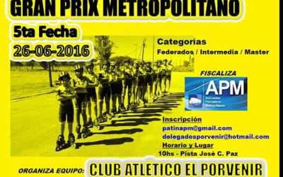 Patín Carreras: 5ta. Fecha del Grand Prix Metropolitano para categorías Federados, Intermedia y Master