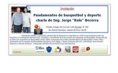 San Rafael (Mendoza) – Charla de Jorge Becerra: «Fundamentos del Bàsquetbol y el valor del Deporte»