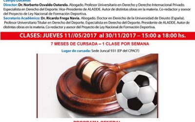 DIPLOMATURA EN DERECHO DEL DEPORTE, ADMINISTRACIÓN Y GESTIÓN DE ENTIDADES DEPORTIVAS 2017