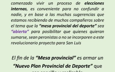 San Luis: Mesa Provincial Del Deporte