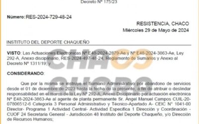 Denuncian a autoridades del Instituto del Deporte por presunta manipulación de expedientes en un sumario administrativo